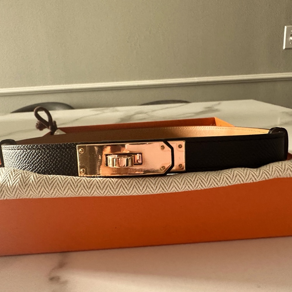 New! Authentic Hermes Kelly 18 Veau Epsom Black Belt
